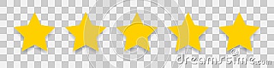 5 gold star icon. Vector five stars illustration on transparent background Vector Illustration