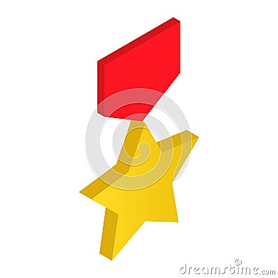 Gold star order 3d icon Vector Illustration