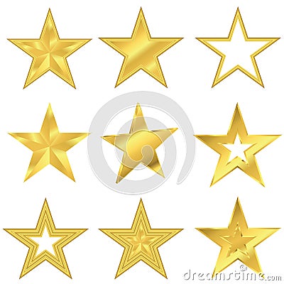 Gold Star Set Vector Illustration