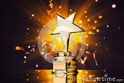 Gold star trophy Stock Photo