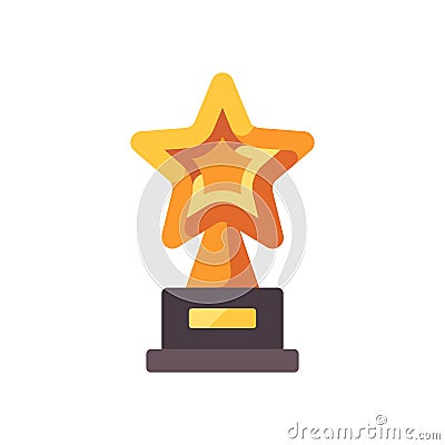 Gold star trophy statuette. Cinema award flat icon Vector Illustration