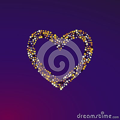 Gold Starry Vector Purple Background. Gilded Vector Illustration
