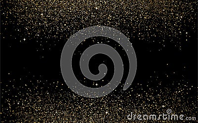 Gold stars dots scatter texture confetti in galaxy and space abs Vector Illustration