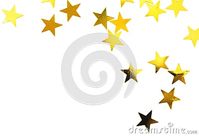 Gold stars on white background with copy space Stock Photo