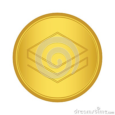 Gold Stratis coin icon. golden Cryptocurrency coin money. blockchain symbol. Internet money Vector Illustration