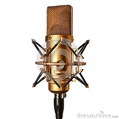 Gold studio retro broadcast microphone Stock Photo
