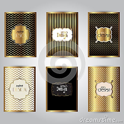 Gold stylish brochure templates Vector Illustration