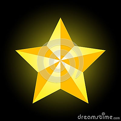 Gold superstar on a black backlit background Stock Photo