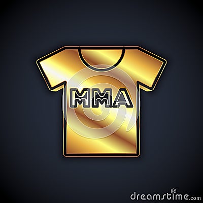 Gold T-shirt with fight club MMA icon isolated on black background. Mixed martial arts. Vector Vector Illustration