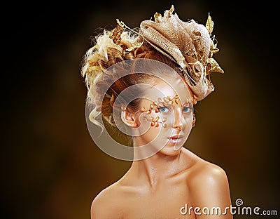 Gold Teen Fashion Girl Stock Photo