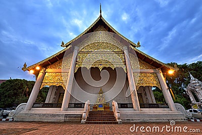 Gold Temple inside Wat Chedi Luang, Chiang Mai Stock Photo