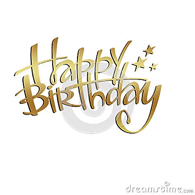 Gold text. Happy Birthday text banner. Vector illustration. Stock Photo