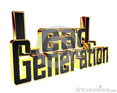 Gold text lead generation on a white background Cartoon Illustration
