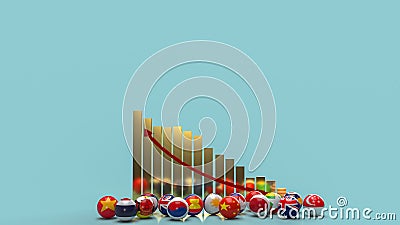 The gold text rcep or Regional Comprehensive Economic Partnership and chart arrow up 3d rendering Stock Photo