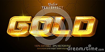 Gold text, shiny gold christmas style editable text effect Stock Photo