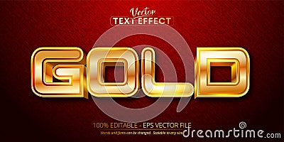 Gold text, shiny gold style editable text effect Vector Illustration