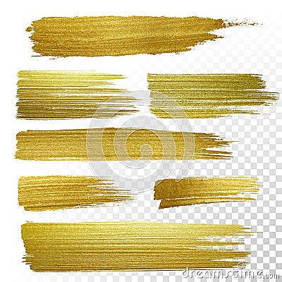 Gold textured paint strokes Vector Illustration