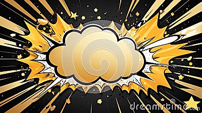 gold theme exploding pop speech bubble bac ai generated Stock Photo