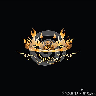 Gold tiara for the QUEEN. Vector Illustration