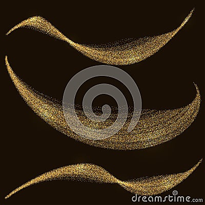 Gold tinsel abstract flow waves Vector Illustration