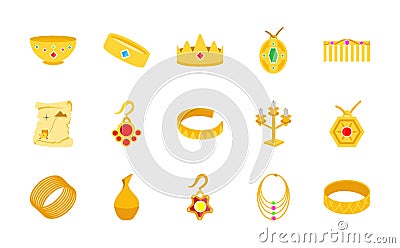 Gold Treasure Flat Icons Stock Photo