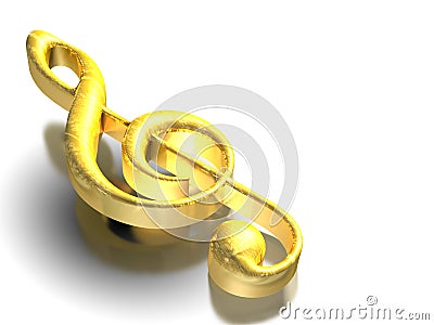 Gold treble clef Cartoon Illustration