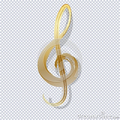 Treble clef shining stars on black background Cartoon Illustration