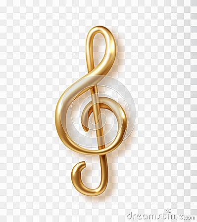 Gold Treble clef vector icon isolated. Realistic 3d vector. Stock Photo