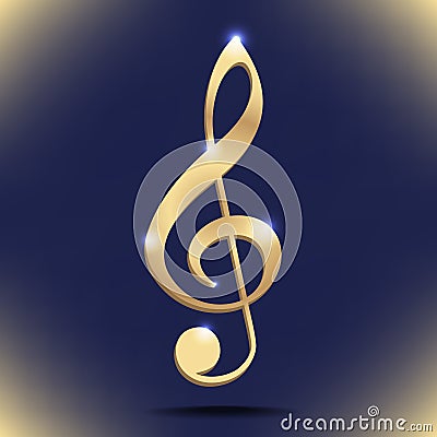 Gold treble clef Cartoon Illustration