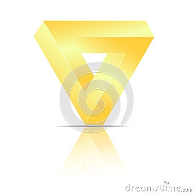 Gold triangle with reflect icon Vector Illustration