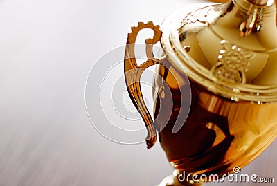 Gold trophy award close up Stock Photo