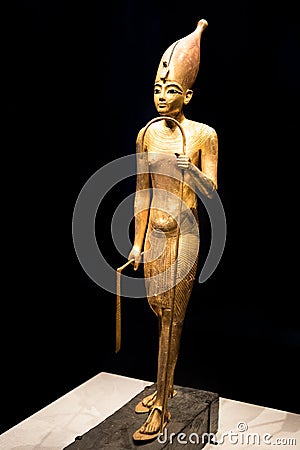 Gold Tutankhamun statue Editorial Stock Photo