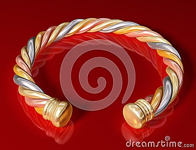 Gold Twist Bangle Cartoon Illustration