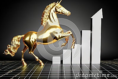 gold unicorn chess and start up business concept chart Stock Photo