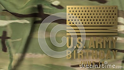 Gold us army birthday text on Military pattern for holiday concept 3d rendering Stock Photo