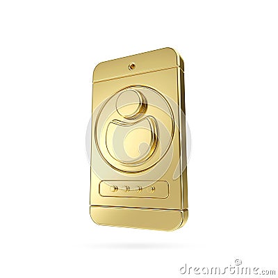 Gold user authorization icon. Account login and password form on smartphone app. 3d contact note isolate on white background. sign Stock Photo