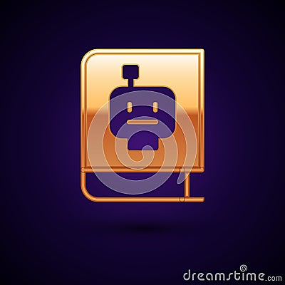 Gold User manual icon isolated on black background. User guide book. Instruction sign. Read before use. Vector Vector Illustration