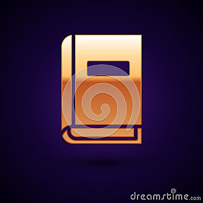 Gold User manual icon isolated on black background. User guide book. Instruction sign. Read before use. Vector Vector Illustration