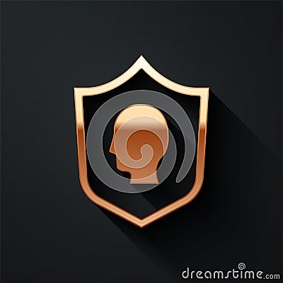 Gold User protection icon isolated on black background. Secure user login, password protected, personal data protection Vector Illustration