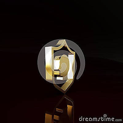 Gold User protection icon isolated on brown background. Secure user login, password protected, personal data protection Cartoon Illustration
