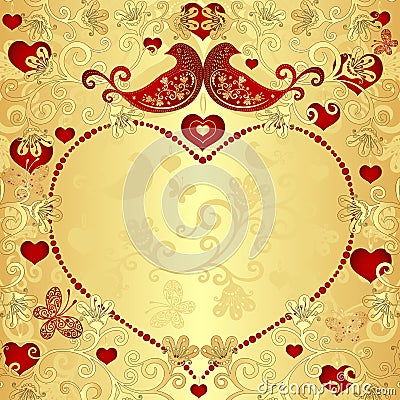 Gold valentine frame Vector Illustration