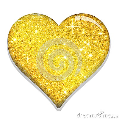 Gold Valentine LOVE SHAPE Stock Photo