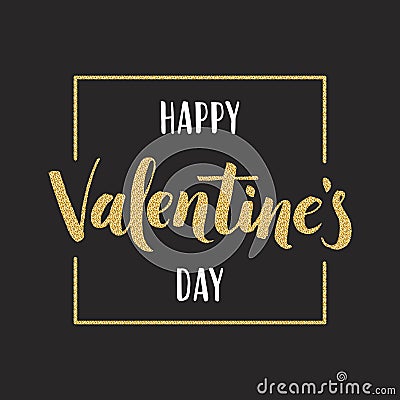 Gold Valentine`s day lettering for greeting card Vector Illustration