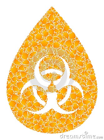 Gold Vector Biohazard Drop Mosaic Icon Vector Illustration