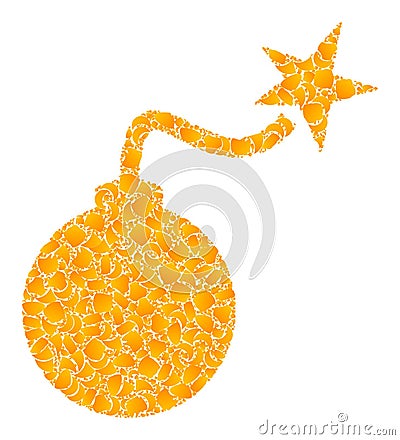 Gold Vector Bomb Ignition Mosaic Icon Vector Illustration