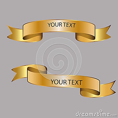 Gold Vector ribbon banners gold Stock Photo