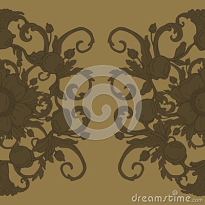 Gold vintage baroque ornament retro pattern antique style acanthus. Decorative design element filigree . Cartoon Illustration