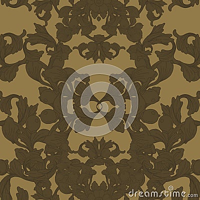 Gold vintage baroque ornament retro pattern antique style acanthus. Decorative design element filigree . Cartoon Illustration