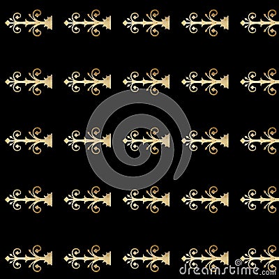 Gold vintage door hinges black background Stock Photo