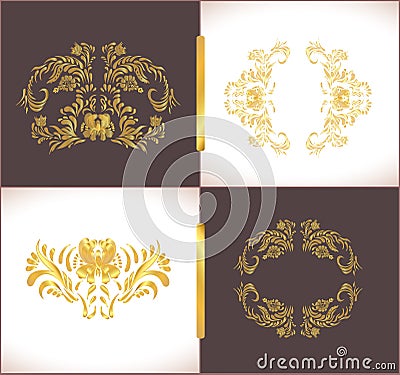 Gold vintage frame scroll ornament. Abstract golden frame Vector Illustration